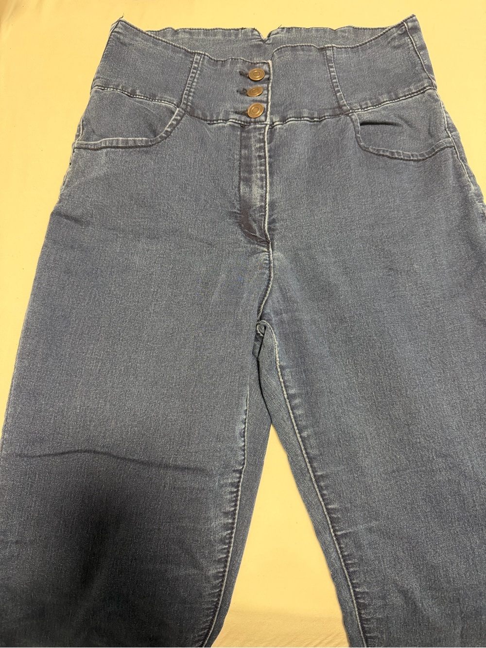 Forever 21 High-Rise Blue Denim Jeans with Triple Button